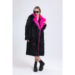 Yakası Farklı Özel Tasarım Kürk Manto - Pembe - 36