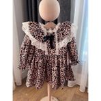 Yakası Fırfırlı Leopar Elbise - 3 Yaş