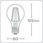 Yake Store 6,5W LED Filament Ampul E27 | 60W Eşdeğer | 2700K Sarı Işık | 810 Lümen | 2’li Paket | Enerji Sınıfı E - 0,5 W - Altın