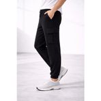 Yake Store Erkek Jogger Eşofman Altı Regular Fit , Kargo Cepli, Lastikli Paça, Günlük Spor Pantolon - Siyah - Siyah