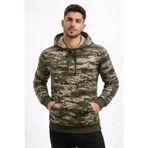 YAKE STORE Erkek Kamuflaj Desenli 2 İplik 4 Mevsim Kapüşonlu Kanguru Cepli Hoodie Sweatshirt - Kamuflaj - Kamuflaj