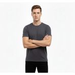 YAKE STORE Erkek T-Shirt Bisiklet Yaka Slim Fit Dar Kesim Likralı Tişört Günlük Basic Body - Füme - Füme
