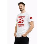 YAKE STORE Erkek Türkiye World Cup 2026 Baskılı Tişört Futbol Temalı Forma T-Shirt - Beyaz - Beyaz