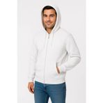 YAKE STORE Erkek Üç İplik Kapüşonlu Tam Fermuarlı Kanguru Çepli SweatShirt Hoodie - Beyaz - Beyaz