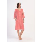 YAKE STORE KADIN KADIFE XXL FERMUARLI 3/4KOL CEPLI EV ELBISESI - PINK