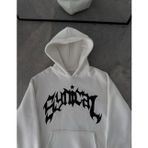 YAKE STORE Kışlık Kapşonlu Baskılı Oversize SweatShirt- Beyaz - Beyaz