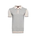 YAKE STORE Polo Yaka Krem Desenli Fermuarlı Örme T-shirt | Wessi - Krem