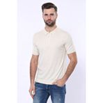YAKE STORE Polo Yaka Krem Düz Örme T-shirt | Wessi - Krem