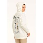 YAKE STORE Üç İplik Kapşonlu ön Ve Arka Baskılı SweatShirt Hoodie- Beyaz - Beyaz