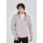 YAKE STORE Unisex Baskılı Tam Fermuarlı Kapşonlu SweatShirt - Boyalı Gri - Boyalı Gri