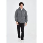 YAKE STORE Unisex Tam Fermuarlı Kapşonlu SweatShirt - Füme - Füme