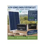 Yakens Enerji 42W Hazır Solar Paketi Güneş Paneli Enerji Sistem 12ah Akü + 10a Şarj Kontrol Cihazı + 3 Led Ampul | Taşınabilir Telefon Şarjlı Hazır Solar Aydınlatma Paketi