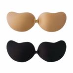 Yakuki Backless Yapışkanlı Sütyen, 2 Çift Yapışkan Sütyen Push up, Görünmez Sütyen Kadınlar İçin Yeniden Kullanılabilir Straplez Sopa, Siyah+, S
