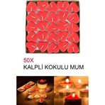 Yakut 50 Adet Kırmızı Kalpli Kokulu Tealight Mum Sevgiliye Hediye Mum Evlilik Teklifi Yıldönümü Özel Gün