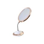 Yakut Ayaklı Çift Taraflı Büyüteçli Yuvarlak Makyaj Aynası Rose Gold