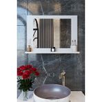 Yakut Dresuar,60x45 Beyaz Raflı Banyo Aynası Beyaz Çok Renkli