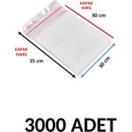 Yakutsan 3000 Adet Şeffaf Yapışkanlı Delikli Poşet - Opp Kendinden Yapışkanlı Parlak Poşet Delikli 30X35 cm