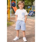 Yalçınoğlu Kids Erkek Çocuk Yazlık Şortlu Takım 3-9 Yaş Pamuklu Çizgili Şort Cepli Tişört 2’li Set