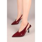 Yaleni Arkası Lastikli Rugan Stiletto Bordo