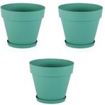 Yalı Saksı YS02 – 3'lü Set, Yeşil | 1.7 Litre, 160 mm Ağız Çapı | Alt Sulamalı Modern Plastik Saksı