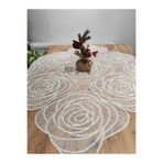 YALINSHOME lüx masa örtüsü ve fiskos dantel gold simli ekru 95x95cm