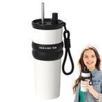 Yalıtımlı Kahve Fincanı - Büyük Kapasiteli Kahve Fincanı Pipetli - 710ml Yeniden Kullanılabilir İçecek Şişesi, Soğuk ve Sıcak İçecek için Su Kabı