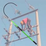 Yalıtımlı Kurtarma Kancası Yüksek Voltajlı Elektrik Işleri Cankurtaran Çubuğu Seti, Acil Elektrik Çarpması için Yalıtımlı Elektrikli Aletler, Iletken Olmayan Can Kurtarma Direği(Green,3m/9.8ft)