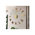YALOVA SHOP Dekoratif 3d Romen Rakamlı GOLD Ayna Pleksi Duvar Saati(10 CM RAKAM BOYU-SÜNGER DEĞİL MDF DESTEKLİ