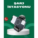 Yaman Market Dijital Saatli Kablosuz Şarj Istasyonu – 3’ü 1 Arada Apple Uyumlu Hızlı Şa - KB002H-6I8AV - Çok Renkli