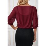 Yaman Market Kadın Fakir Kollu Önden Bağlamalı Kısa Şifon Bolero Ceket - 2XL - 3XL - Bordo