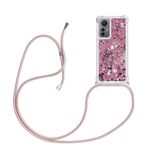 YAMCCCSE Xiaomi 12 Lite için Cep Telefonu Zinciri Kılıf - Quicksand Parıltılı Kılıf Bantlı - Silikon Cep Telefonu Kılıfı İpli Omuz Bandı - Asmak için Hareket Kumlu Kılıflı Kordon, Pembe