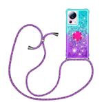 YAMCCCSE Xiaomi 13 Lite için Cep Telefonu Zinciri Kılıf - Quicksand Parıltılı Kılıf Bantlı - Silikon Cep Telefonu Kılıfı İpli Omuz Bandı - Asmak için Hareketli Kum Kılıflı Kordon, Mavi + lila., Xiaomi