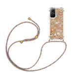 YAMCCCSE Xiaomi Redmi Note 12S 4G için Cep Telefonu Zinciri Kılıf - Quicksand Parıltılı Kılıf Bantlı - Silikon Cep Telefonu Kılıfı İpli Omuz Bandı - Asmak için Hareketli Kum Kılıflı Kordon, Altın,