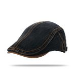 YAMEE Erkek kot vintage bere, nefes alır, güneş koruması, düz şapka, erkek, klasik, sade, ayarlanabilir, Newsboy kepi, üniseks, gündelik, Siyah, Tek Beden