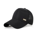 YAMEE High-Crown erkek beyzbol şapkası, nefes alan yarım file, yazlık şapka, erkekler için, su geçirmez, hızlı kurur, beyzbol şapkası, güneş koruması, kadın hafif, erkekler için beyzbol kepi, Siyah