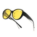YAMEIZE Vintage Polarize Yuvarlak Wear Over- Kadın Erkek Güneş Gözlüğü Trendy UV400 Koruma Dikdörtgen Wear Over Gözlük Sürüş, Gece görüş