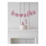 Yamello Yarım Yaş 6 Months Şeker Pembe Simli Şapka Pasta Süsü Duvar Yazısı Set