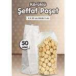 Yan Körüklü Jelatin Torba 8x20 Cm Körüklü Şeffaf Poşet 50 Adet-T1203
