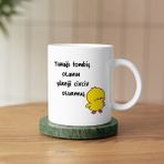Yanağı Tombiş Olanın Yüreği Civciv Olurmuş Baskılı Seramik Kahve Çay Kupası - Beyaz - 199 ml