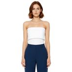 Yandan Fermuarlı Krep Örme Straplez Bluz Premium Kalite Modern Stil_Beyaz-XS