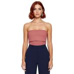 Yandan Fermuarlı Krep Örme Straplez Bluz Premium Kalite Modern Stil_Pembe-XS