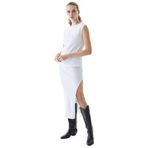 Yandan Yırtmaçlı Midi Etek KARIŞIK_12046-LIGHT GREY LUREX M