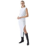 Yandan Yırtmaçlı Midi Etek KARIŞIK_12046-LIGHT GREY LUREX S
