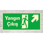 Yangın Çıkış Sağ Üst - Uyarı Tabela Levhası 14X31 cm Polikarbon - 14 x 31 cm - 1 Adet - 24x34