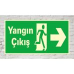 Yangın Çıkış Sağ - Uyarı Tabela Levhası 14X31 cm Polikarbon - 14 x 31 cm - 1 Adet