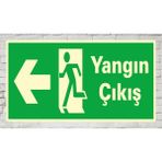 Yangın Çıkış Sol - Uyarı Tabela Levhası 14X31 cm Polikarbon - 14 x 31 cm - 1 Adet