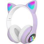 Yangmei Cep Telefonları, Spor ve Oyun Için Stn-28 Kablosuz Kulaklık, Kedi Kulaklı Işıklı Bluetooth Kulaklık (Yurt Dışından) - Mor