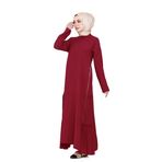 Yanı Fermuar Detaylı Tesettür Elbise-Bordo