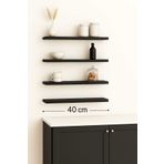 yankı-byeg 40 Cm 4lü Mat Siyah Mdf Uçan Duvar Rafı Gizli Bağlantı Kitaplık