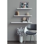 Yankı-Byeg 40 Cm 50 Cm 60 Cm Üçlü Beyaz Mdf Uçan Duvar Rafı Gizli Bağlantı Kitaplık